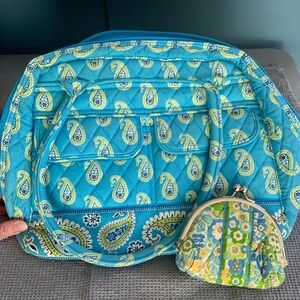 Vera Bradley Bowler in Bermuda Blue and Kiss Lock coin purse in English Meadow
